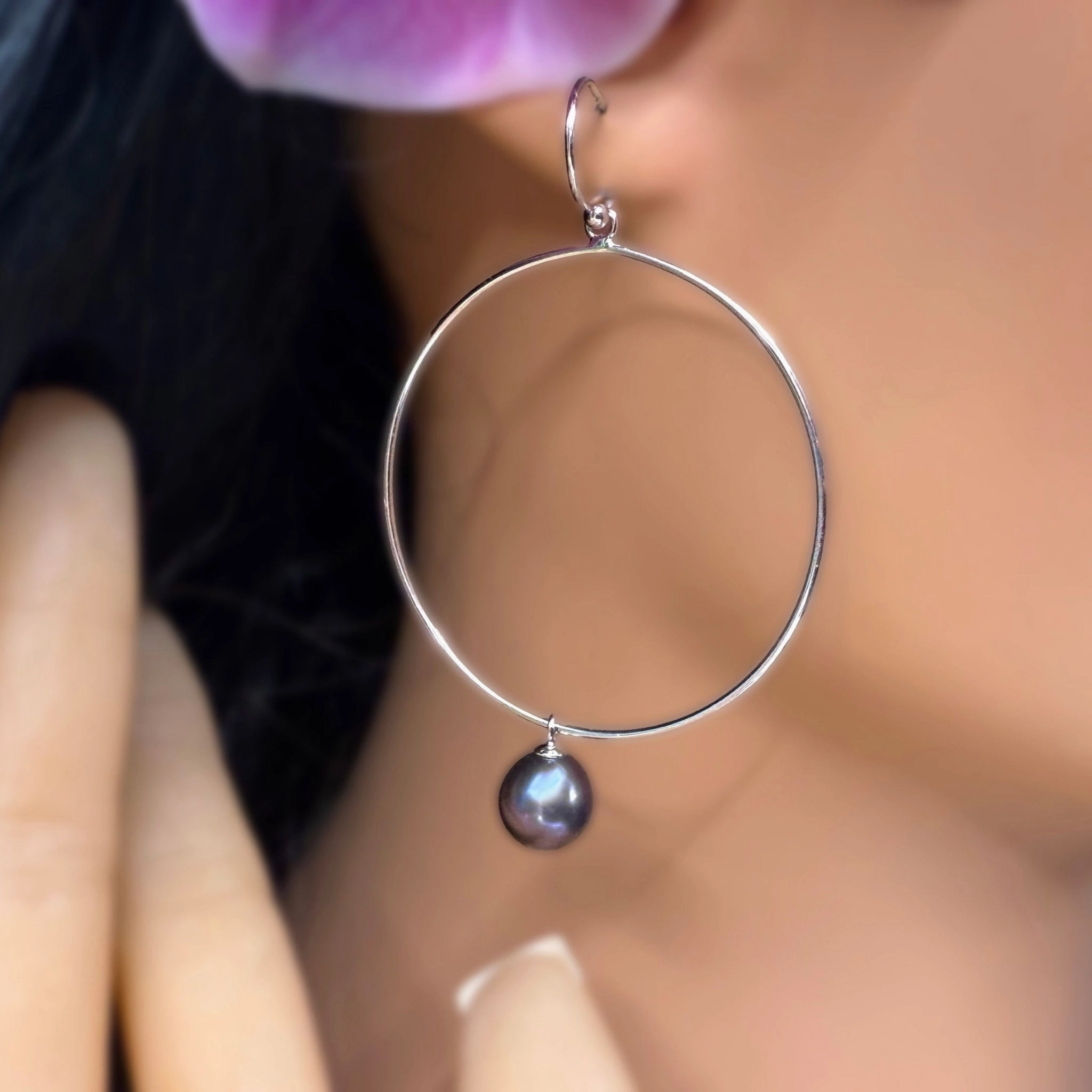Lightweight Ornament Comfortable Adornment Poai Pearl Hoop Earrings