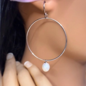 Poai Pearl Hoop Earrings Pretty Look