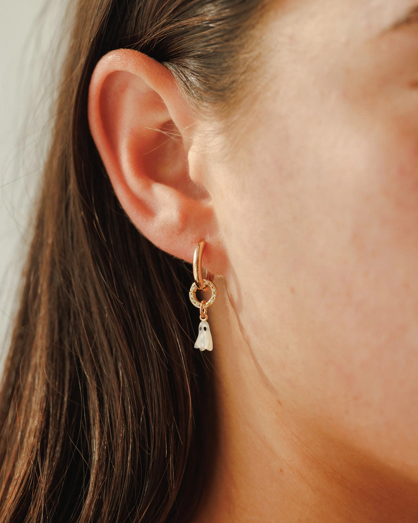 Textured Detail Natural Sparkle Pearly Ghost Charm