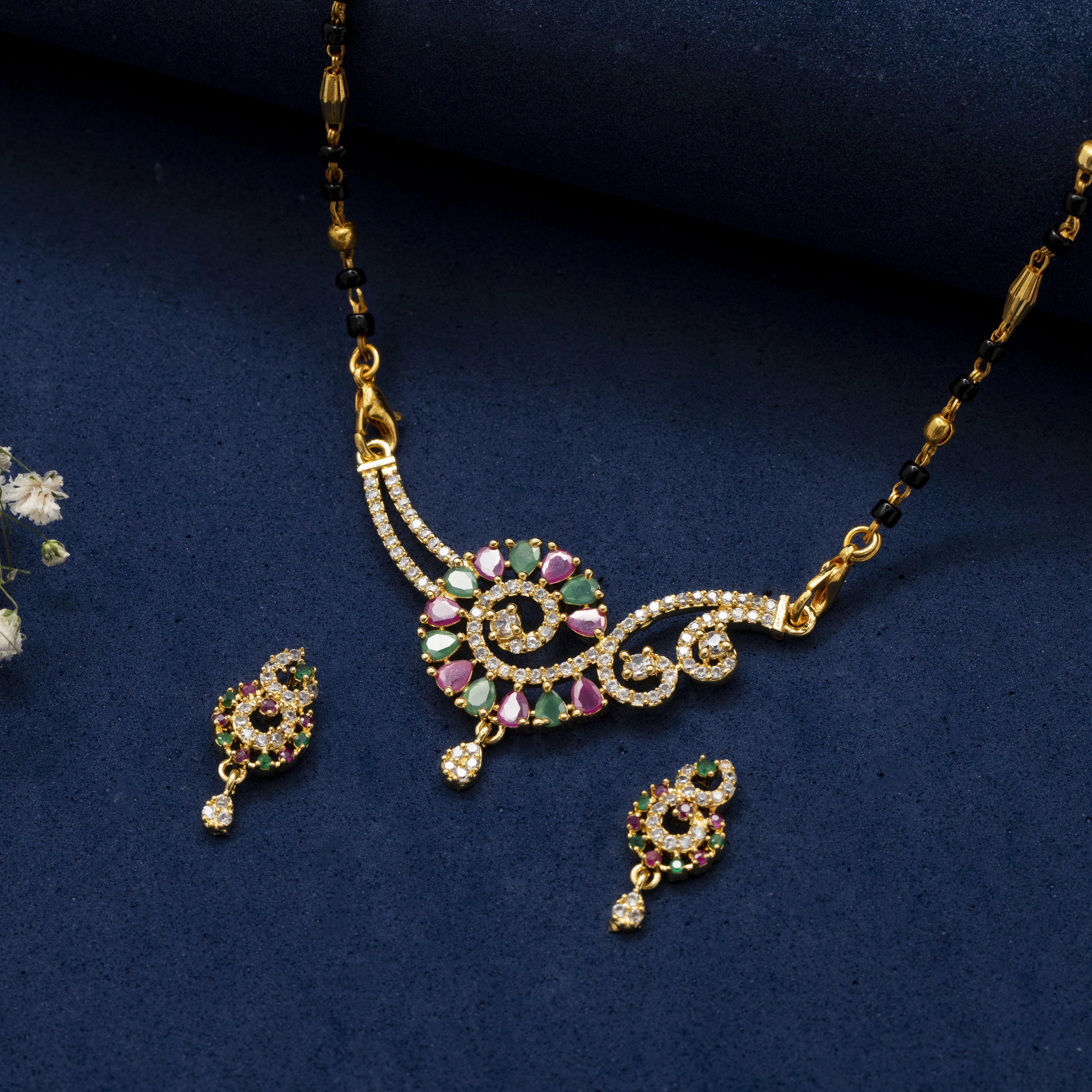 Pearto gold plated bride's mangalsutra Engagement Accent Golden Light