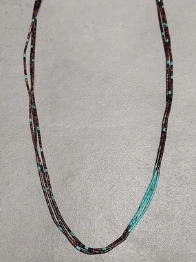 Penn Heishi Turquoise 3 Strand Kewa Necklace - Handmade Native American Modern Attire Shining Look