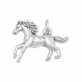 Kicking Galloping Horse Charm Sterling Silver Stylish Gift Radiant Look