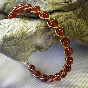 Carnelian Beads Gold Filled Outline Twist Wire Bracelet Even Sight Superior Workmanship