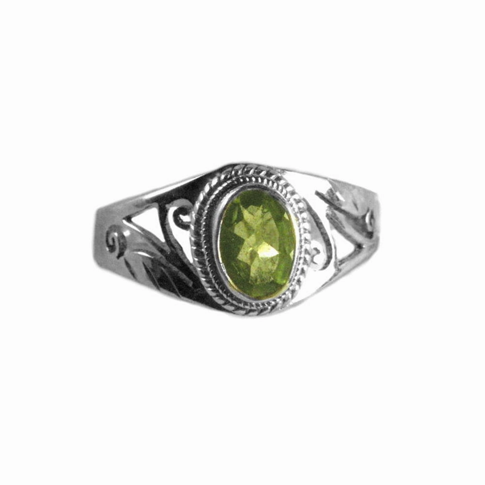 Peridot Scroll Design Ring - Fair Trade, Handmade in Nepal Homecoming Wear