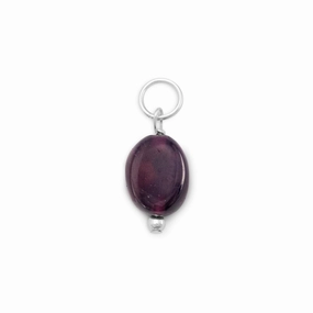 Polished Highlights Seasonal Match Sterling Silver Oval Garnet January Bead Charm