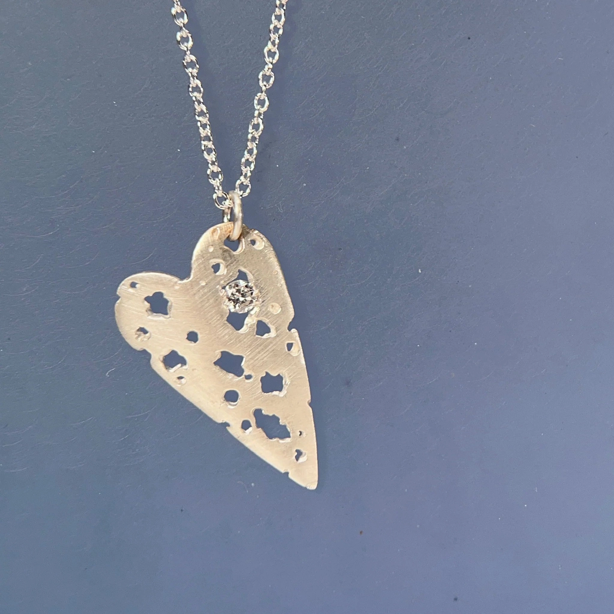 Shadow Heart Necklace - Silver   Diamond Contemporary piece