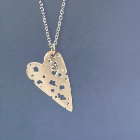 Shadow Heart Necklace - Silver   Diamond Contemporary piece