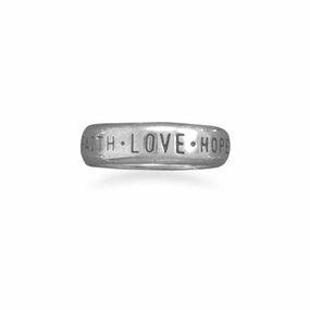 Faith Hope Love Sterling Silver Band Ring Sentimental Craft Customizable Look