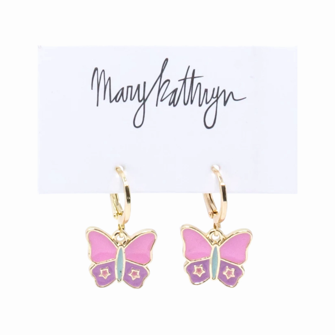 Metallic Adornment Elegant Aesthetic Pink & Purple Butterfly Huggies