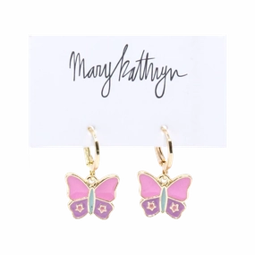 Metallic Adornment Elegant Aesthetic Pink & Purple Butterfly Huggies