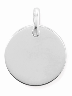 Plain Round Tag Pendant Charm Sterling Silver Engravable Shine Appeal Multi Purpose