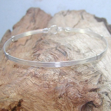 Daily Essential Plain Sterling Silver Wire Wrapped Stackable Bracelet  SSSS