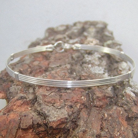 Always Relevant Plain Sterling Silver Wire Wrapped Stackable Bracelet  SSSS