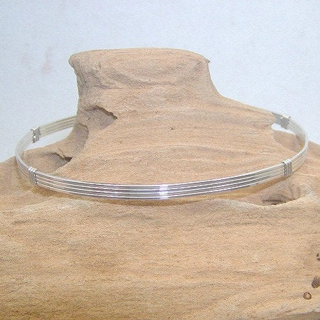 Brotherhood Link Plain Sterling Silver Wire Wrapped Stackable Bracelet  SSSS