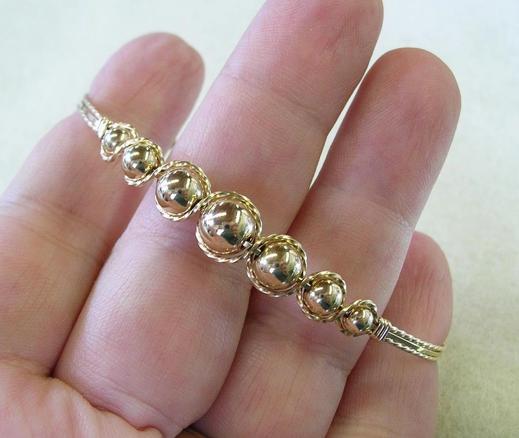 Enchanted Detail Graduated 14kt Gold Filled Beaded Wire Wrapped Bracelet