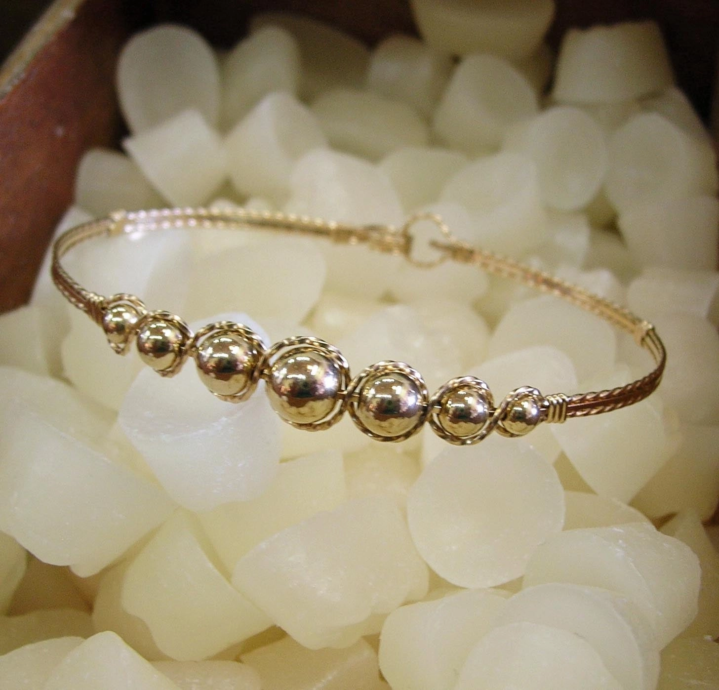 Graduated 14kt Gold Filled Beaded Wire Wrapped Bracelet Now Showing