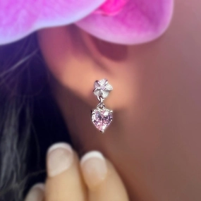 Plumeria CZ Pu'uwai "Heart" Earrings Fashionable Design Trendy Embellishment