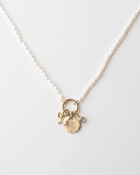 Pearl Charm Holder Necklace Minimal Sparkle Statement Vibe