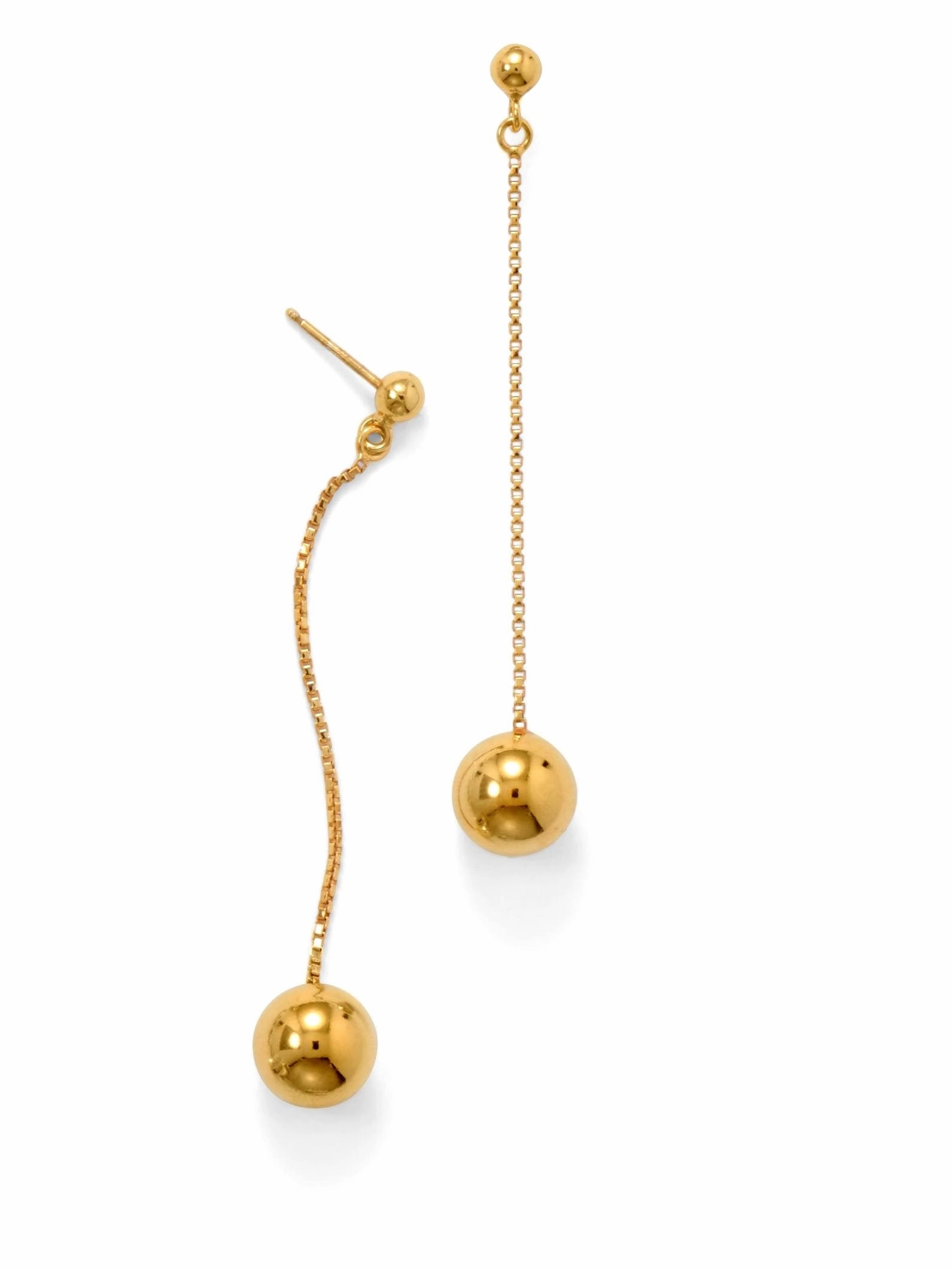 Polished Bead and Chain Drop Earrings Gold-plated Sterling Silver Glamorous Craft Effortless Sparkle