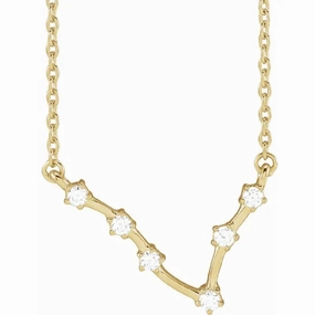 Chic Edge Evening Accessory My Brightest Star 14K Yellow Gold Diamond Pisces Zodiac Pendant with a 14K Yellow Gold Cable Link Necklace (0.18ctw)