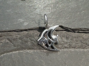 Sterling Silver Small Angel Fish Charm / Pendant Gleaming Shine