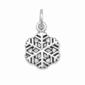 Opulent Glow Spark Moment Small Snowflake Charm Pendant Antique Finish Sterling Silver