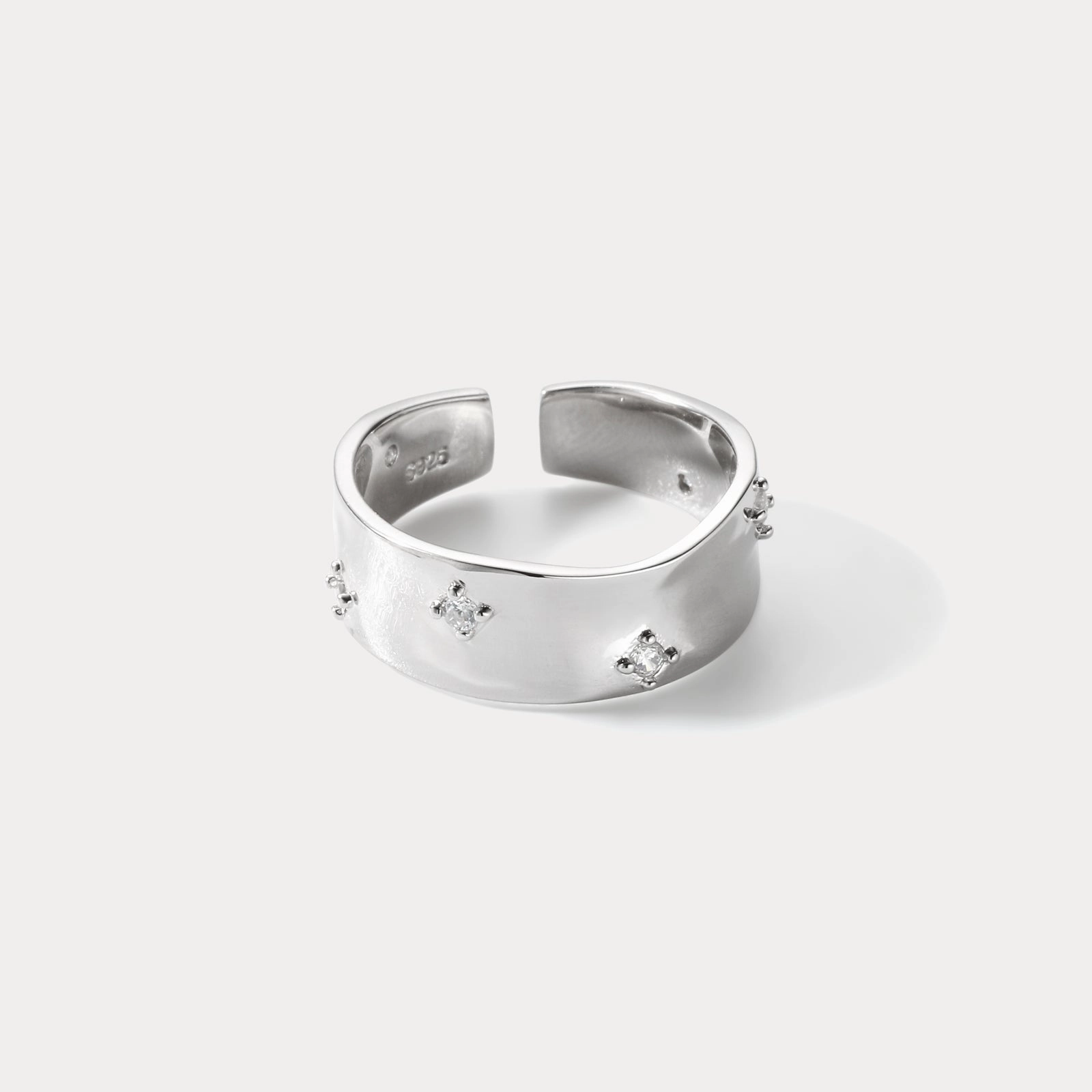 Delicate Handling Silver Starry Ring