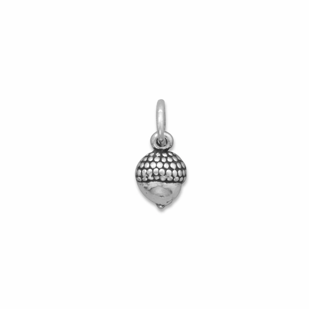 Soft Edge Chic Accessories Acorn Nut Charm Antiqued Sterling Silver