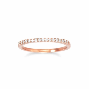 Stacking Band Ring Cubic Zirconia Rose Gold-plated Sterling Silver Fashionable Embellishment Romantic Spark