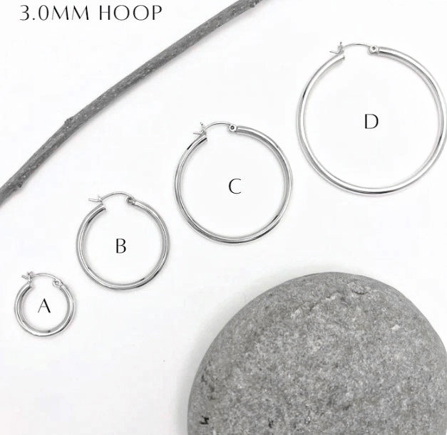 3mm Sterling Silver Hoops Neutral Spark Chic Day