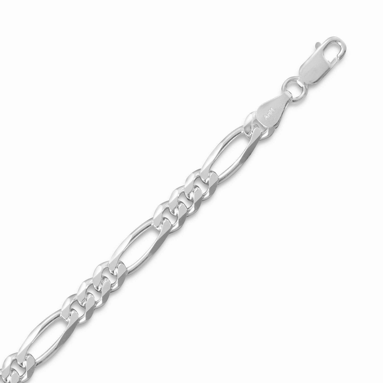 Figaro Chain Necklace 5.5mm Width Lobster Clasp Sterling Silver Everyday Shine Ethereal Feature