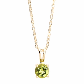 Elegant adornment Gemstone Jewelry Bremer Jewelry 14K Yellow Gold Round Shape Peridot Solitaire Pendant with a 14K Yellow Gold Link Necklace (0.50ctw)