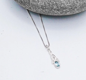 Sterling Celtic Pendant With Blue Topaz Highlight Feature