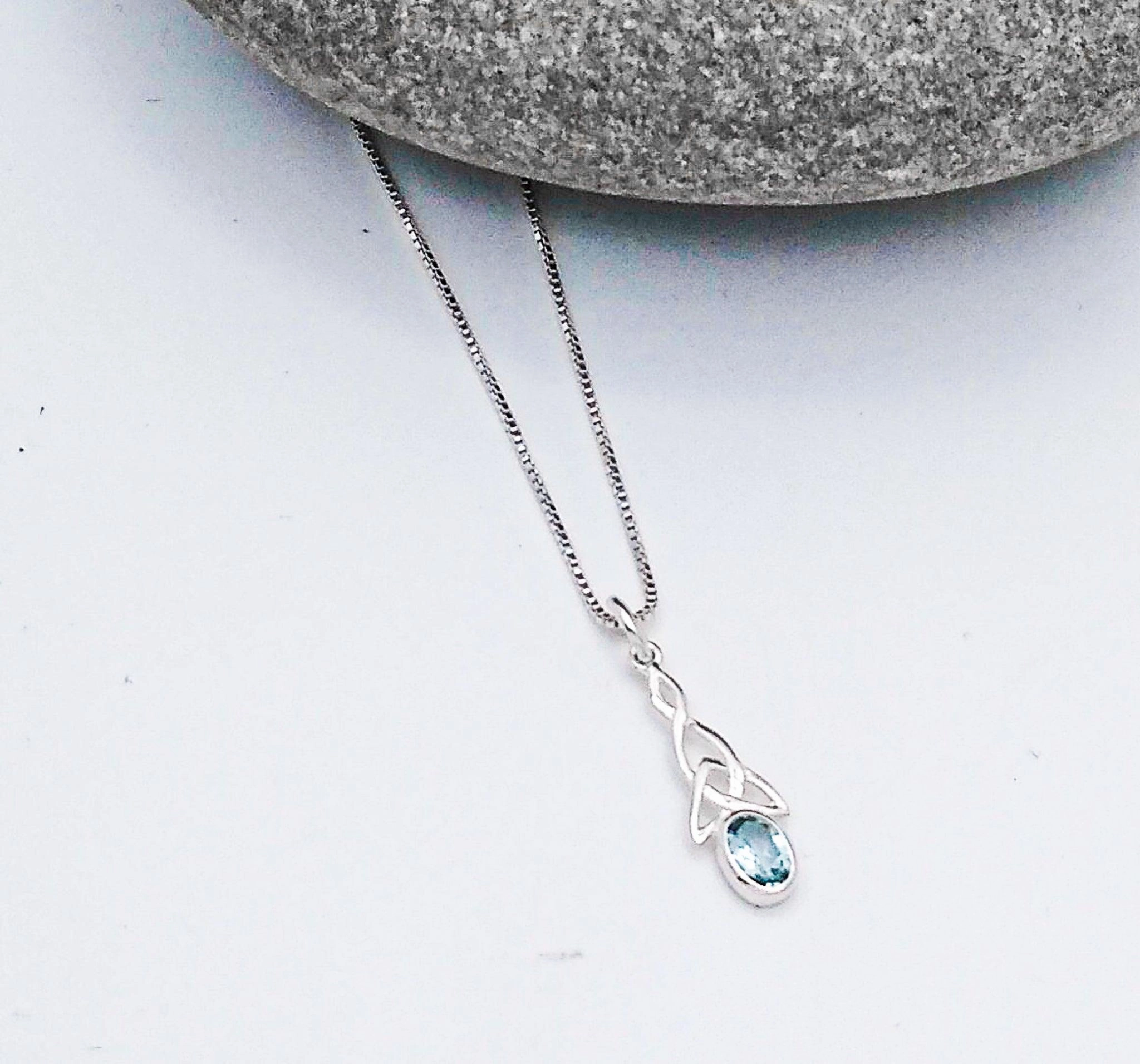 Sterling Celtic Pendant With Blue Topaz Highlight Feature