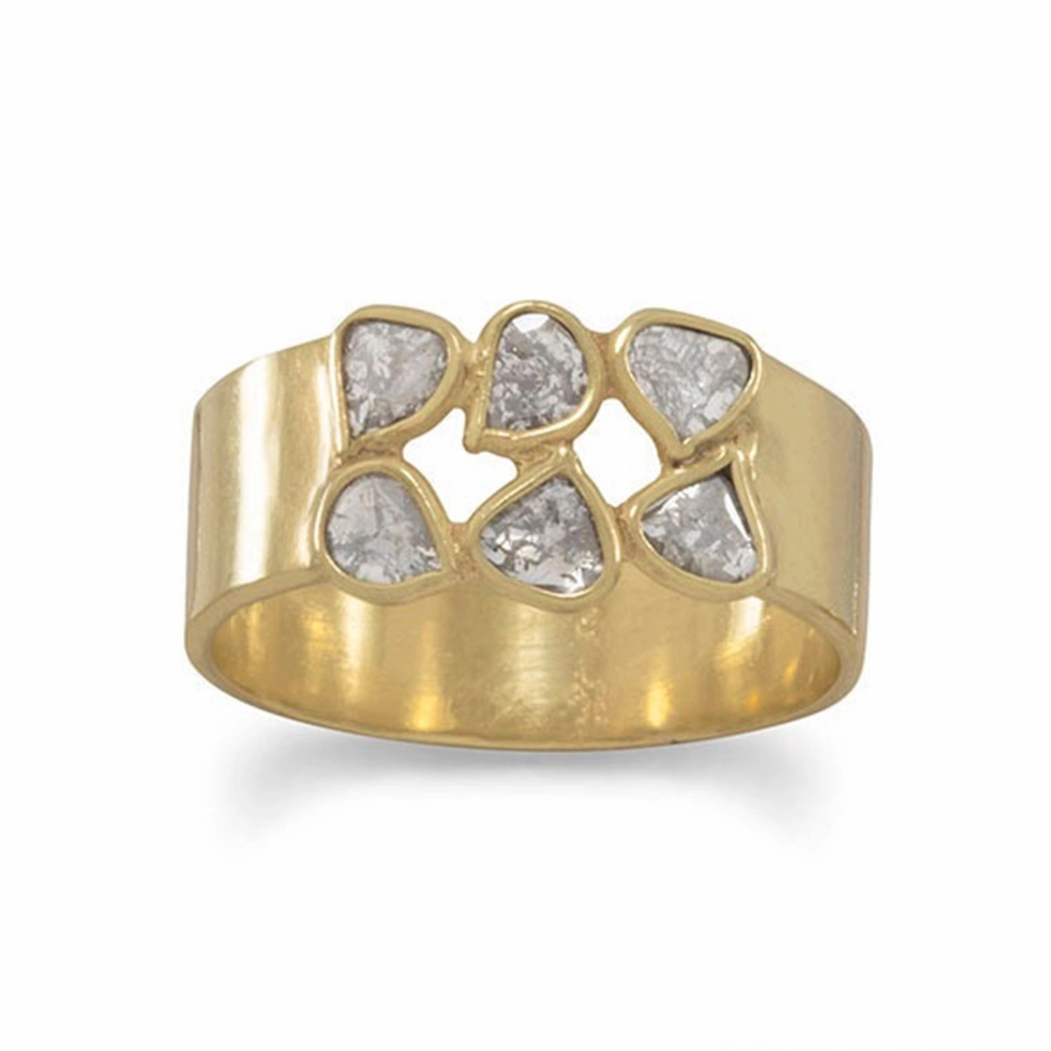 Nighttime Gift Polki Diamond Six-stone Ring Gold-plated Sterling Silver