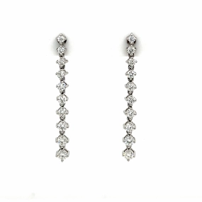Brilliant Essential Bremer Jewelry Round Dangle Diamond Earrings in 14K White Gold (.88ctw)