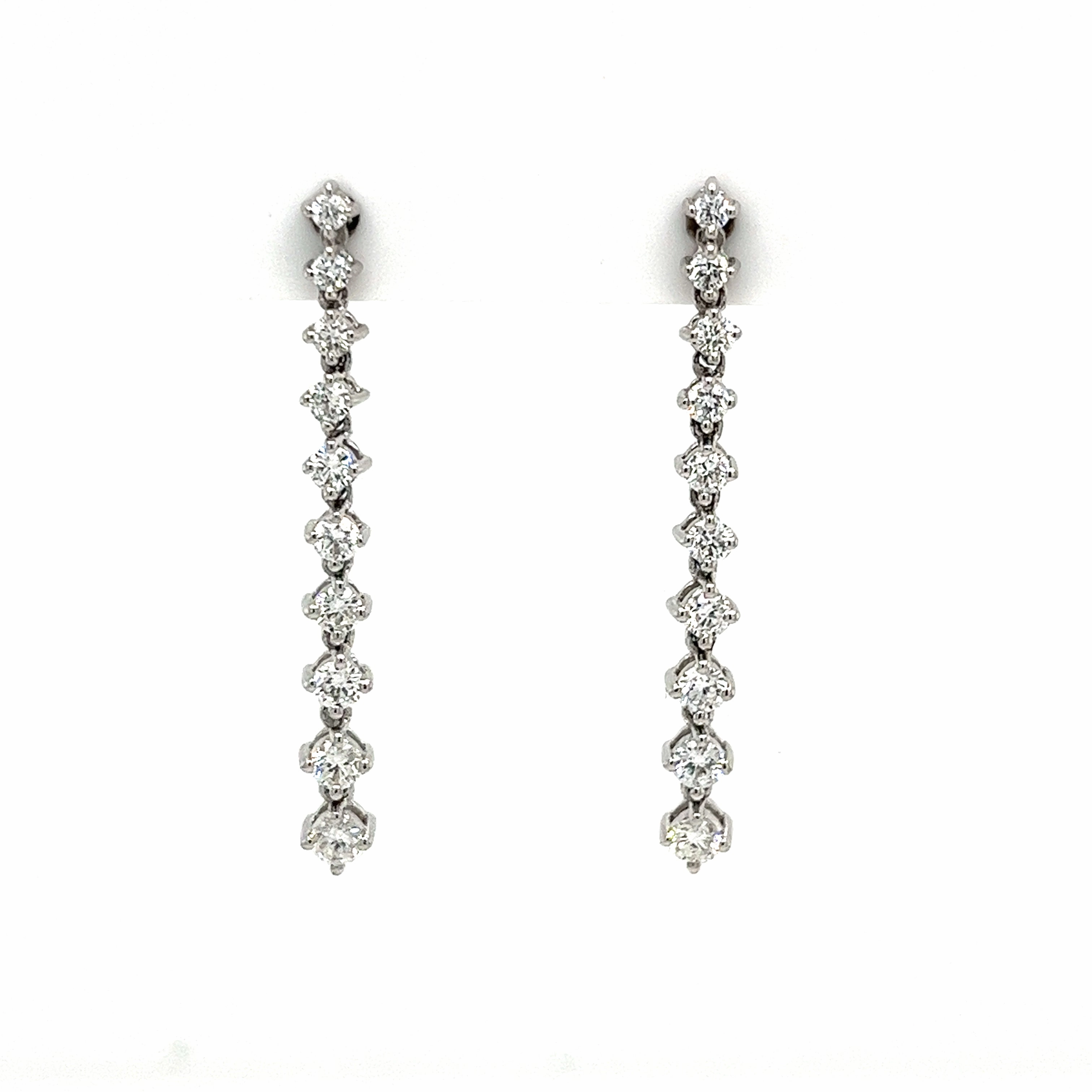 Brilliant Essential Bremer Jewelry Round Dangle Diamond Earrings in 14K White Gold (.88ctw)