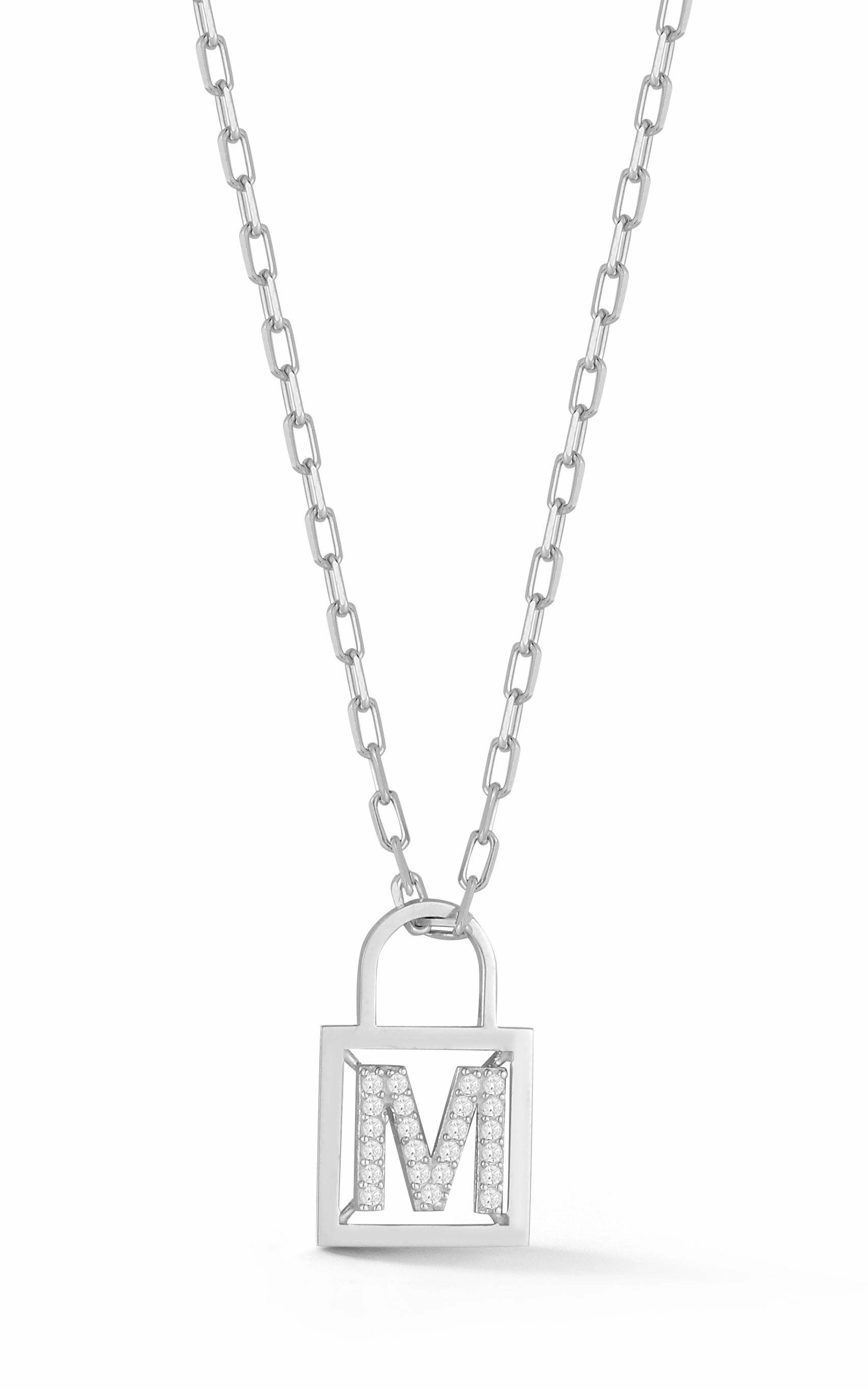 Open Padlock Initial Necklace Artistic Accent Party Ready