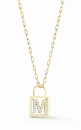 Open Padlock Initial Necklace Lucky Charm