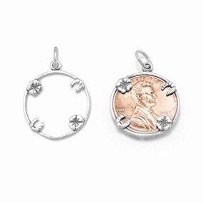 Chic Pop Boho Charm Lucky Penny Holder Sterling Silver Charm - Made in the USA