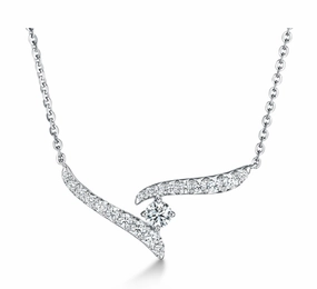 Elegant Style Vacation Gift Hearts On Fire 18K White Gold Round Vela Crossover Diamond Pendant (0.30ctw)