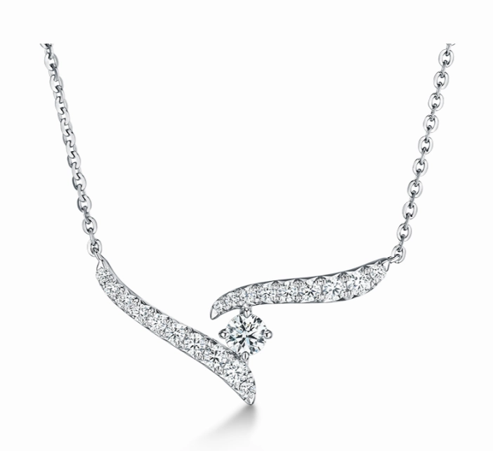 Elegant Style Vacation Gift Hearts On Fire 18K White Gold Round Vela Crossover Diamond Pendant (0.30ctw)