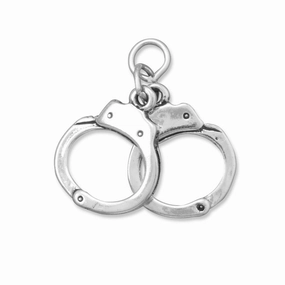 Handcuffs Charm Sterling Silver Stylish Highlight Stylish Look