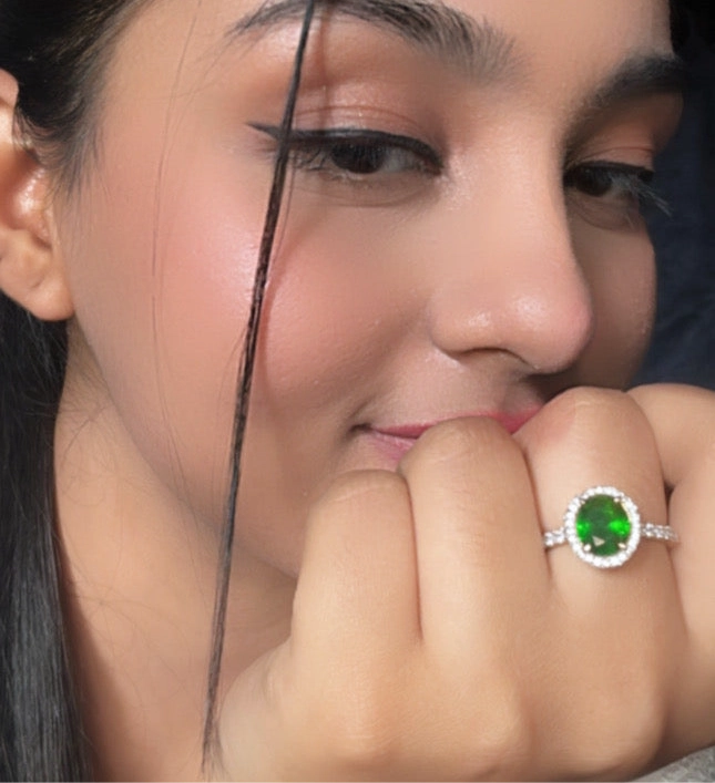 Oval hidden halo ring Glittering Craft