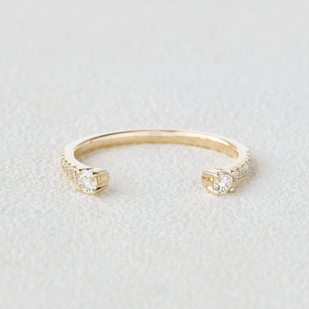 Shimmering Design Moissanite Cuff Rose Gold Ring