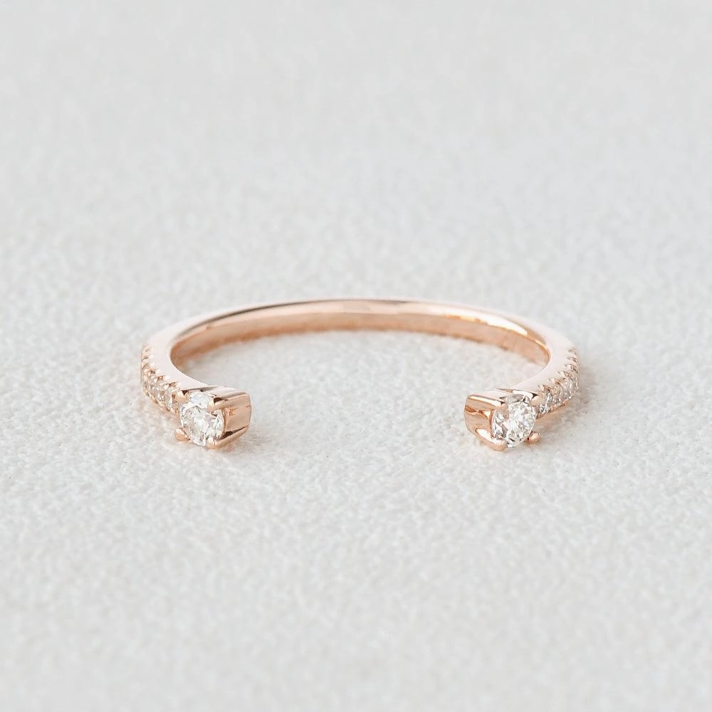 Moissanite Cuff Rose Gold Ring Vibrant Finish