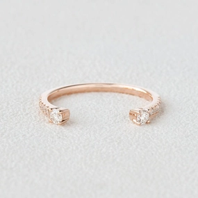 Moissanite Cuff Rose Gold Ring Vibrant Finish