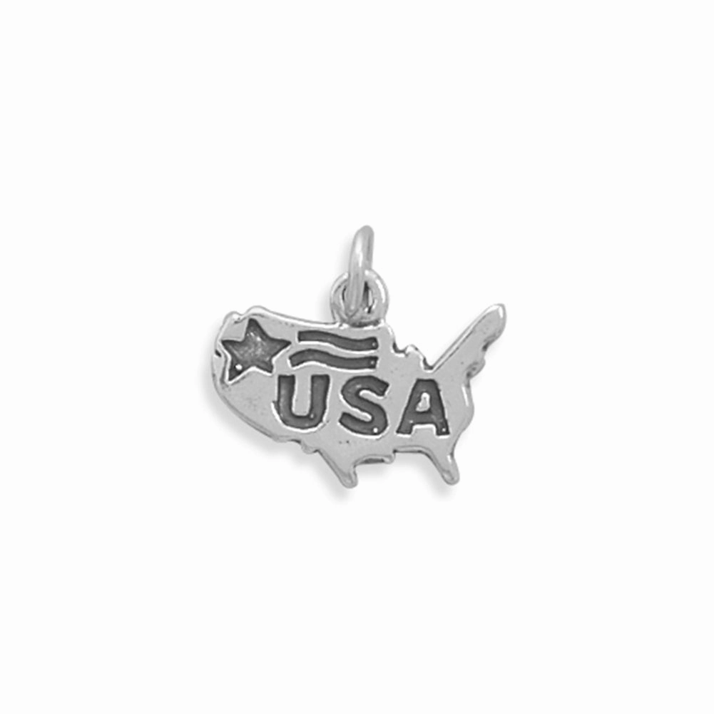 United States of America USA Charm Sterling Silver, Made in the USA All Day Style