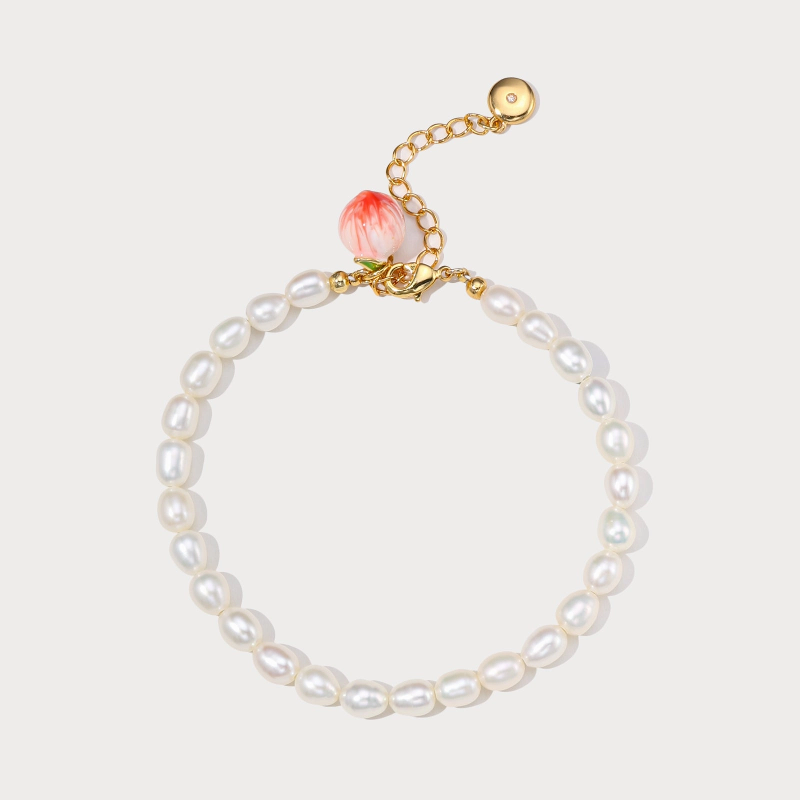 Subtle Beauty Fusion Form Peach Pearl Bracelet
