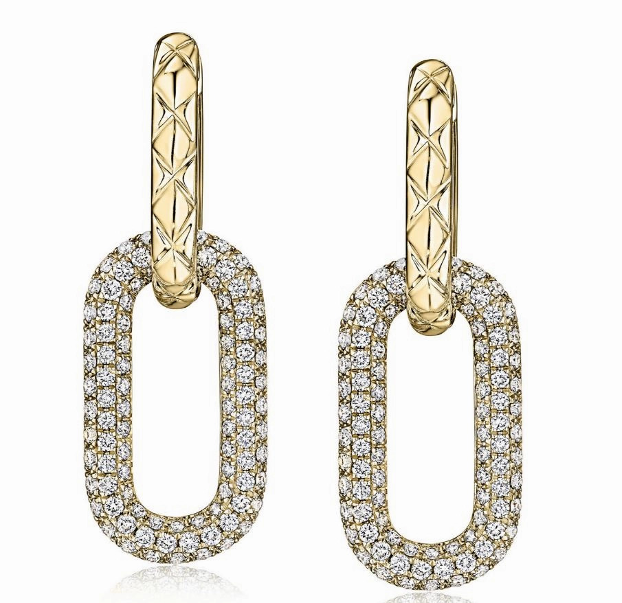 A.Jaffe Iconic Quilted Round Dangle Diamond Earrings in 14K Yellow Gold (1.27ctw) Vibrant Decoration Rustic Ornament